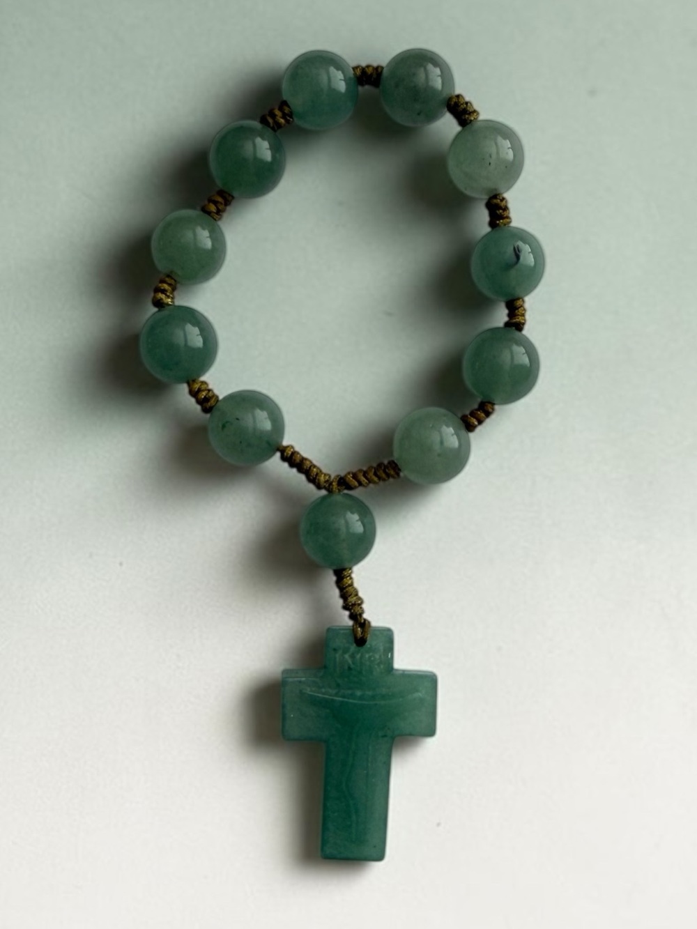 🫶🏻 Jade Agate Bead Cross Bracelet Worship Beads